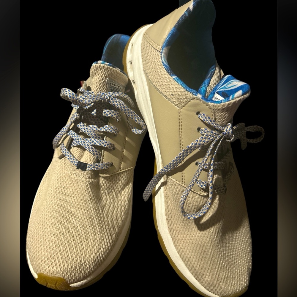 COLUMBIA MEN'S TAMIAMI PFG OMNI SHIELD FOSSIL/BLUE SHOES 10